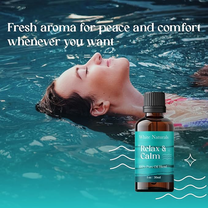 White Naturals Relax & Calm Essential Oil Blend – Soothing Aromatherapy Blend for Tranquility, 100% Pure & Natural, Perfect for Diffuser & Self-Care, 1oz - Bloomnest