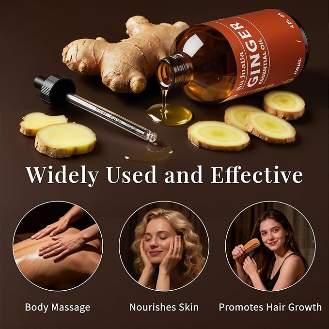 SU JUABA Ginger Oil 4 Fl Oz, 100% Pure Natural for Massage, Diffuser, Aromatherapy, Hair & Skin Care - 118ML Bloomnest