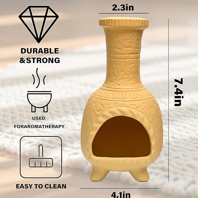 Handcrafted Terracotta Palo Santo Burner - Mexican Style Chiminea Clay Incense Dish & Anxiety Relief, Mini Aromatic Home Altar with Chimney Design, Meditation Gift for Women/Mom - Bloomnest