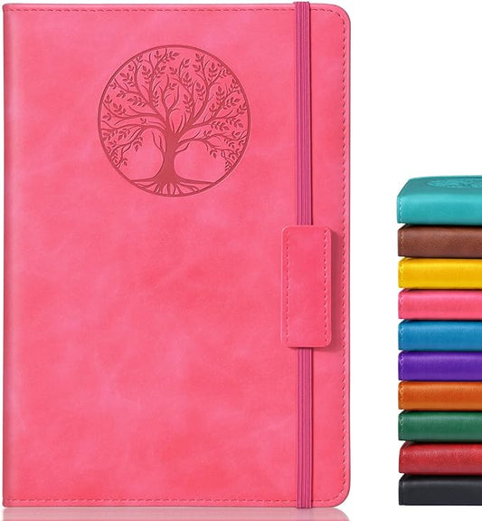 Lined Journal Notebook for Women Men,256 Pages A5 Hardcover Leather Journals for Writing,Travel,Business,Work & School,College Ruled Notebooks for Note Taking,Diary Notepad 5.7"×8.3"(pink) - Bloomnest
