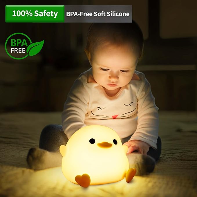 Dodo Duck Night Light, Cute Silicone Squishy LED Duck Lamp, Dimmable Nursery Nightlight, Rechargeable Bedside Table Lamp with Touch Sensor, Gifts for Bedrooms,Living Room,Breastfeeding - Bloomnest