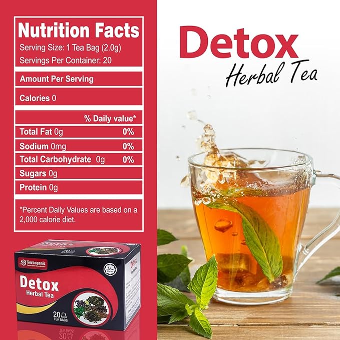 Herboganic Detox Herbal Tea - Wide Variety of Flavors and Benefits | Natural Ingredients | Digestion Support, Immune Boost and More | 20 Tea Bags - Bloomnest