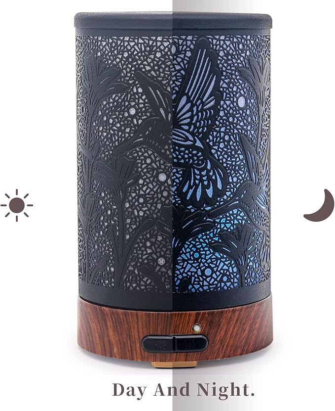 Essential Oil Diffuser - Multifunction Aromatherapy Diffuser 7 LED Color Changing Light 150ML Metal Diffuser Easy to Clean Suitable for Home,Office (Hummingbird) - Bloomnest