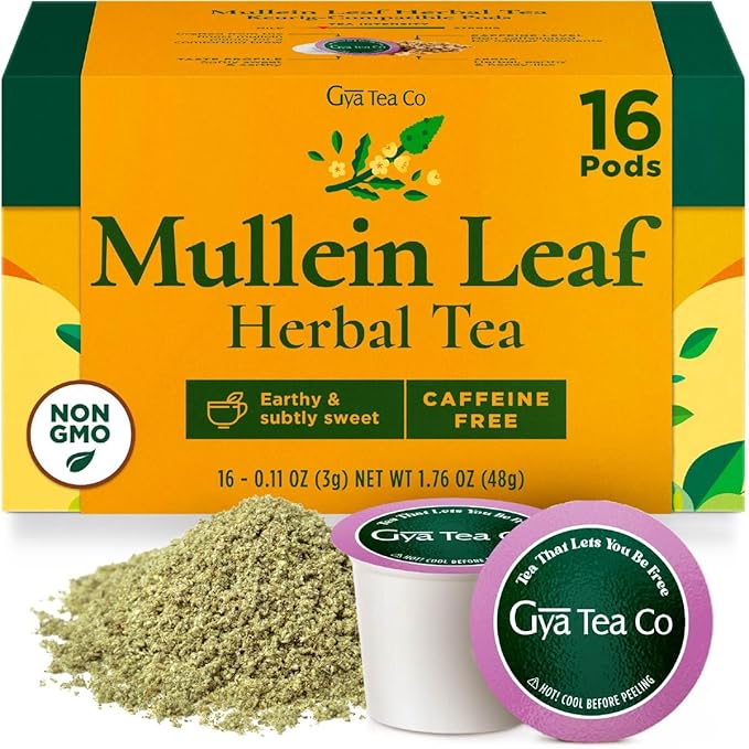 Gya Tea Co Mullein Leaf Herbal Tea Pod (16 Count)- Decaf Wellness Tea for Body Comfort & Relaxing - Bloomnest