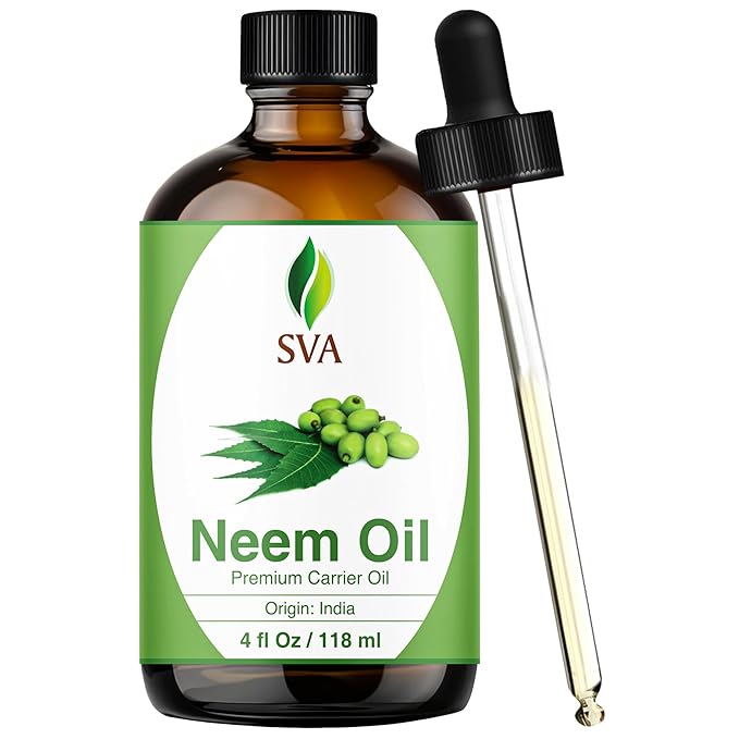 SVA Neem Seed Oil - 4 Fl Oz – 100% Natural Cold Pressed Neem Oil - for Face, Skin Care, Hair Care, Scalp Massage & Body Massage – Carrier Oil with Dropper - Bloomnest
