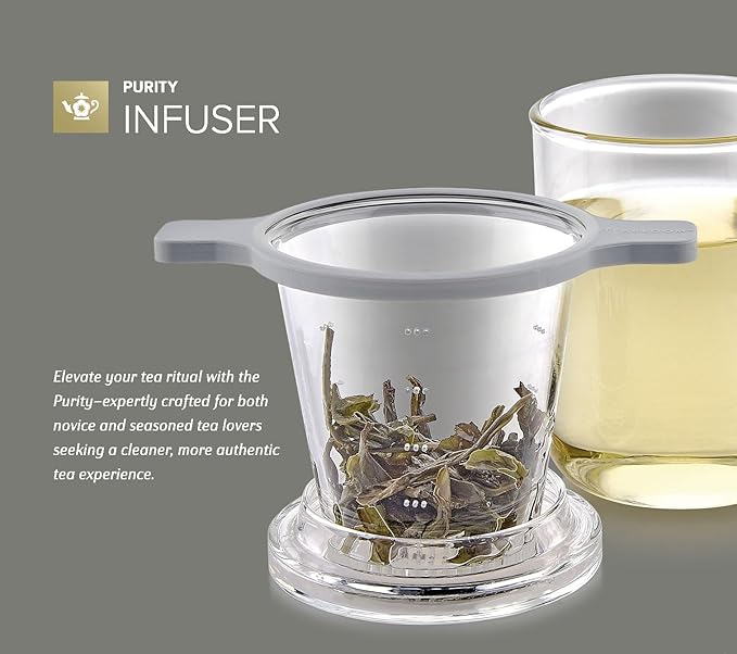 Teabloom Purity Loose-Leaf Tea Glass Infuser with Versatile Lid – 3.3 Borosilicate, Laser-Perforated Design, Universal Fit for Cups & Teapots, Toxin-Free Brewing, Ideal for Whole-Leaf Teas - Bloomnest