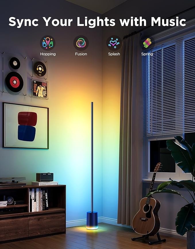 Govee Floor Lamp 2 with Matter, RGBIC, Warm Cool White LED, Alexa Compatible, 1725lm, Music Sync, Scene Modes, Smart Floor Lamp for Living Room, Bedroom, Blue(1 Pack) - Bloomnest