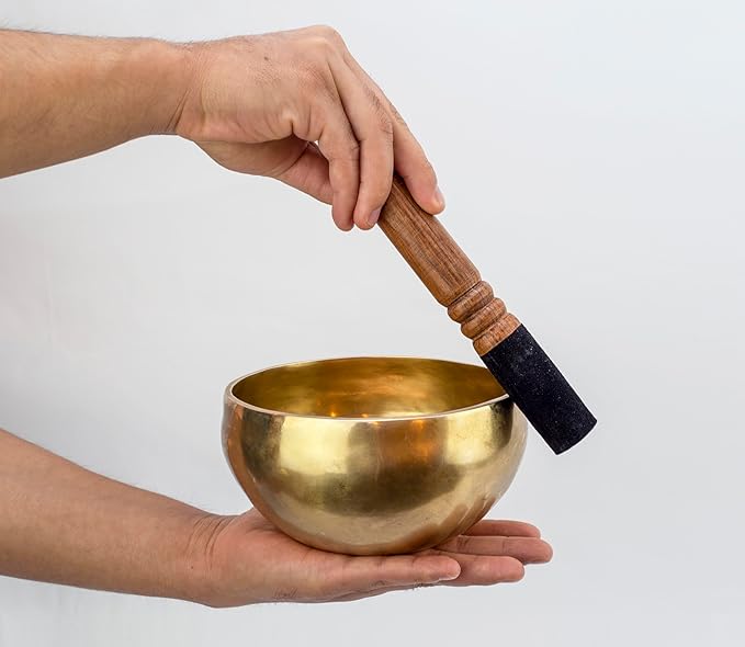 6-Inch Handmade Tibetan Singing Bowl ~ Superb B Crown Chakra Balancing ~ Best use for Meditation, Sound Healing, Cleansing, Mindfulness & Relaxation ~ Cushion & Sueded Leather wooden Mallet included - Bloomnest