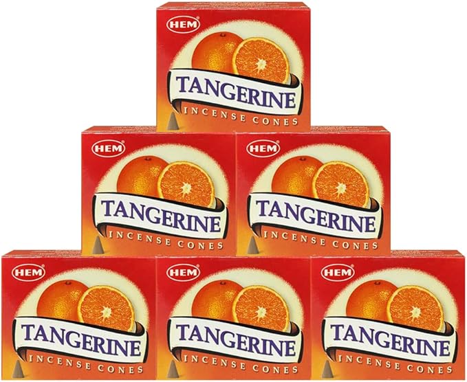 TRUMIRI Incense Cone Holder Bundle with Hem Tangerine Incense Cones - Pack of 6 (Approx 60 Cones) TRUMIRI