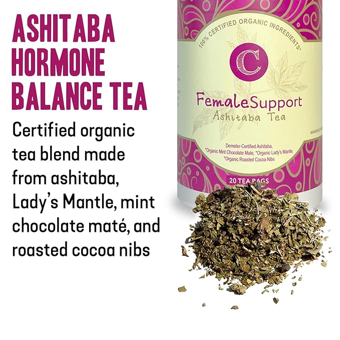 Dr. Cowan’s Garden Organic Ashitaba Tea - 20 Teabags - Female Support Hormone Balance - Supports Periods & PMS, Healthy Cycle Tea with Mint Chocolate Maté, Lady’s Mantle, & Ashitaba Herbs Grown in USA - Bloomnest