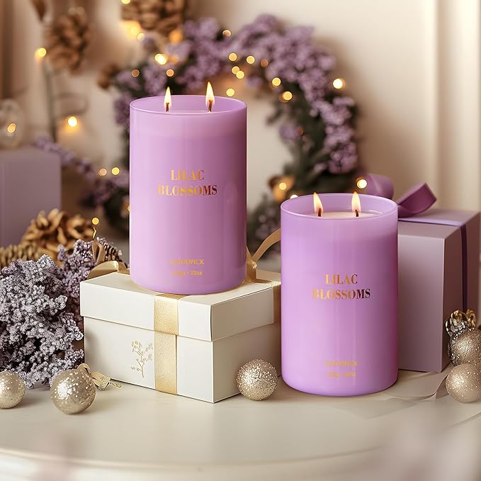 Goodpick Lilac Scented Candle, Mothers Day Soy Wax Candle, 22oz Long Burning 120H for Home Scented, Gifts for Women - Bloomnest
