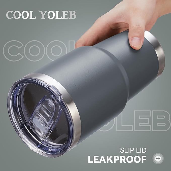 30 oz Tumbler with Lid Stainless Steel Tumblers Vacuum Insulated Cup Reusable Powder Coated Travel Mug Double Wall Leak Proof Portable Cups Keep Cold Drinks for 12 Hours, Gray, 1 Pack - Bloomnest
