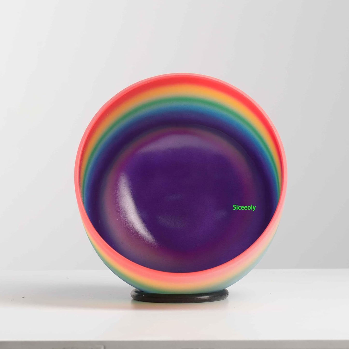 Singing Bowl 8 inch C Note 432hz Rainbow Color Root Chakra Colored Quartz Frosted Crystal Meditation Bowl Yoga Music Instrument with Carrying Case Suede Mallet O-ring