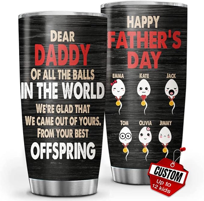 Custom Gifts for Dad with Kids Names Personalized Funny Fathers Day Tumbler from Daughter Son Wife Daddy Gifts from Kids for Fathers Day Birthday 20oz Cup with Lid Vacuum Insulated Travel Coffee Mug - Bloomnest