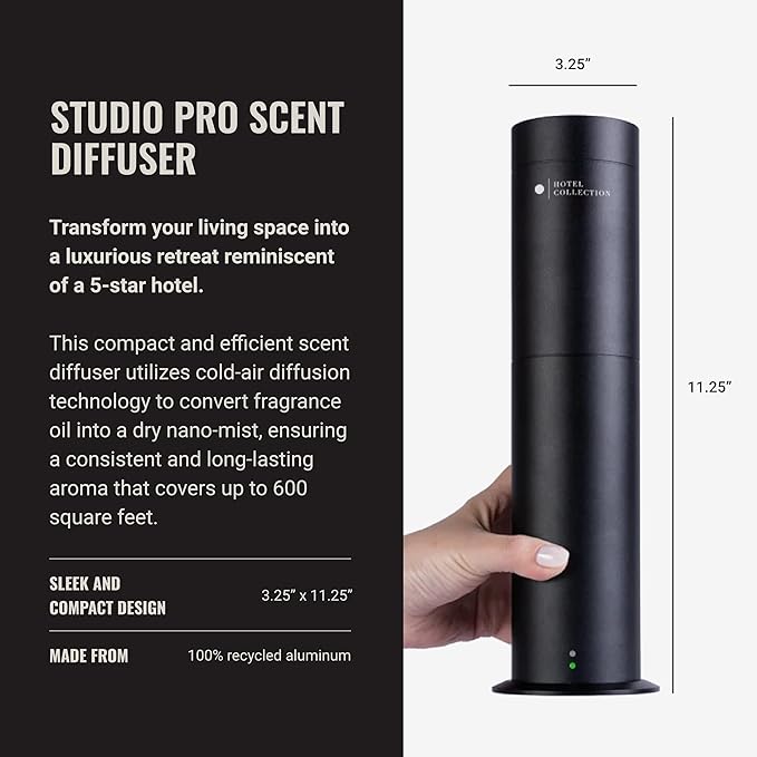 Hotel Collection-Studio Pro Essential Oil Diffuser-600 sq ft Coverage-Cordless & Portable with Remote-Cold-Air Diffusion Technology Plus Oil-My Way Pro-Pod-Aromatherapy Essential Fragrance Oil - Bloomnest