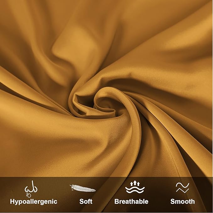 Mulberry Silk Pillowcase for Hair and Skin,King Size Cooling Silk Pillow Case with Hidden Zipper,Allergen Proof Dual Sides Soft Breathable Smooth Silk Pillow Cover for Women(King,Golden) - Bloomnest