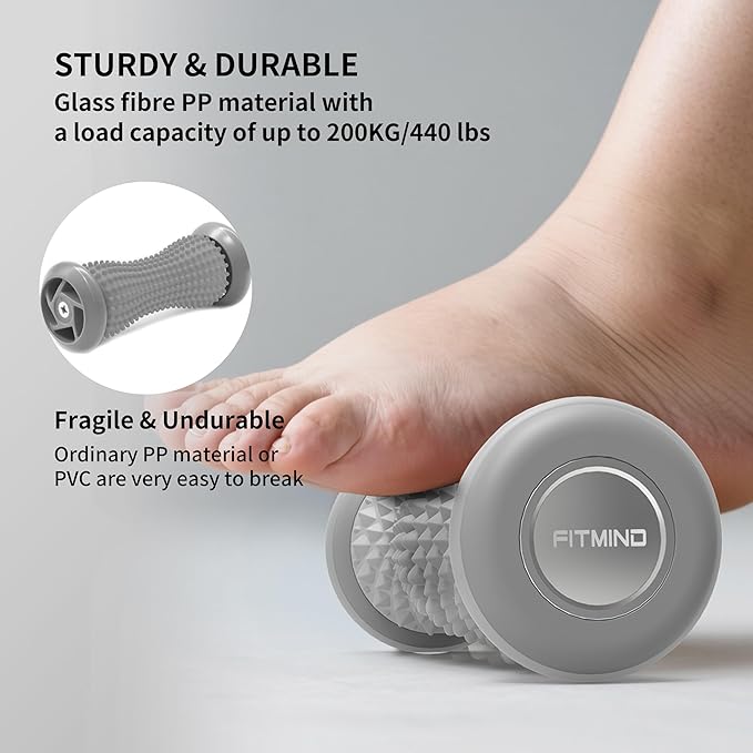 Foot Roller Massager for Plantar Fasciitis, Arch and Heel Pain Relief，Portable and Silence, Deep Tissue Foot Massager Roller Tool to Improve Circulation and Relieve Tension-Grey - Bloomnest