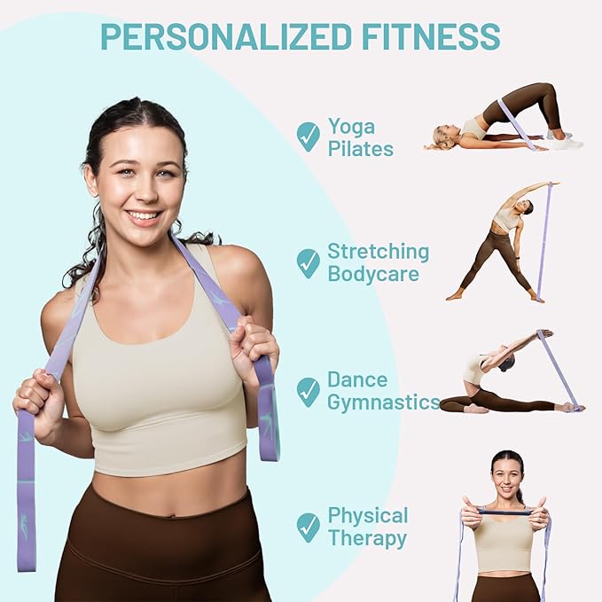 Slim Panda Stretch Strap, Dance Stretch Bands Flexibility, Elastic Yoga Stretching Strap with 9 Loops for Physical Therapy, Pilates, Yoga, Ballet, Gymnastics Stretching Bands for Exercise - Bloomnest