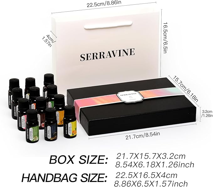 Perfect for Diffusers – 12 Natural Essential Oils Set with Gift Box & Bag | Lavender, Vanilla, Rose, Peppermint & More | Ideal for Aromatherapy, Relaxation & Home Use - Bloomnest