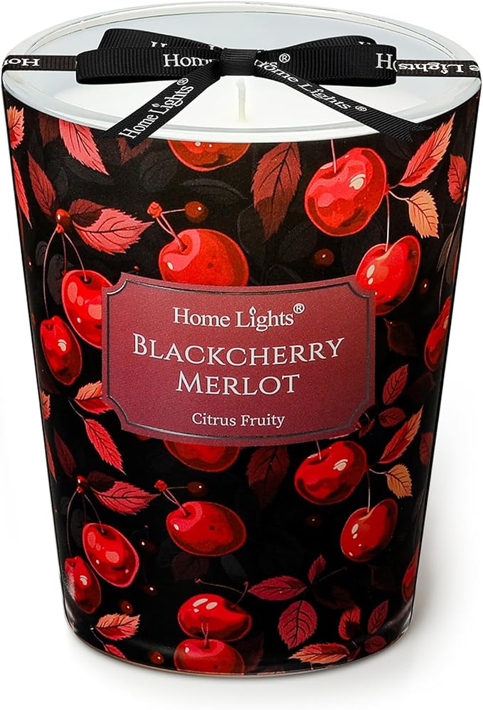 HomeLights Soy Wax Candles for Home Scented, 1-Wick Candles in Blackcherry Merlot Scented, Aromatherapy Candles Gift for Parties, Relaxing, Eclectic Mixed Styles, 6.7oz - Bloomnest