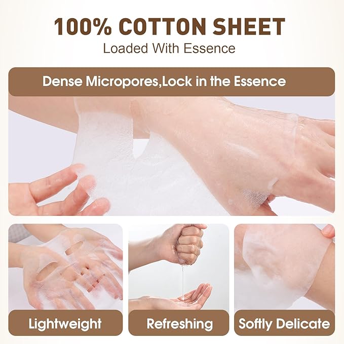 120 Pack Collagen Essence Sheet Face Masks Skincare, Moisturizing & Hydrating Face Mask for Skin Care, Bulk Face Masks for All Skin Types, Spa Party Gifts for Women (12 Types x 10 Pcs) - Bloomnest