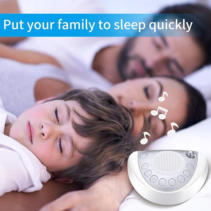 Raynic White Noise Machine, Battery Powered Sound Machine, Portable Sleep Machine with 24 Natural Soothing Sounds, Timer, USB Port, Headphone Jack for Baby, Kids, Adults, Travel, Office, Home (Silver) - Bloomnest