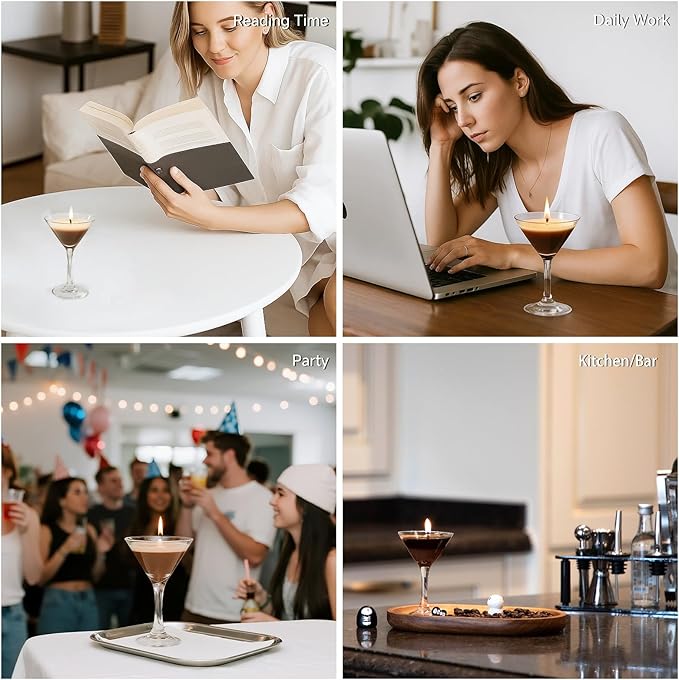 Mini Espresso Martini Candle Gift Set for Women Men, Decorative Coffee Scented Soy Wax Aromatherapy Candles in Glass for Coffee Bar Party Birthday Bridal Shower, Home Decor, Pack of 3 - Bloomnest