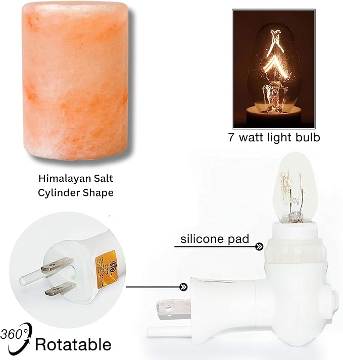 Himalayan Rock Salt Night Light Cylinder Shape 2Pack - Bloomnest