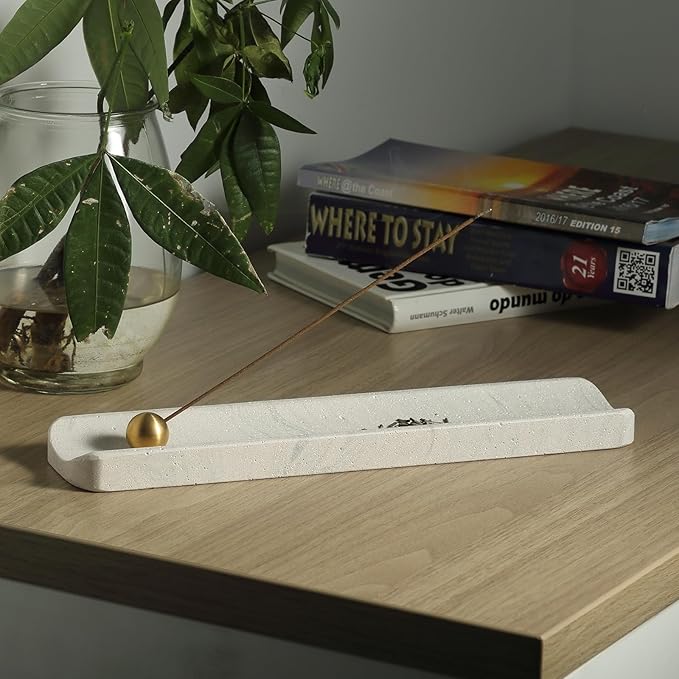 Koville Quarella Engineered Stone Incense Holder, Incense Holders for Sticks, Sturdy Incense Burner Ideal for Meditation and Relaxing, Easy to Clean(Cement Grey) - Bloomnest