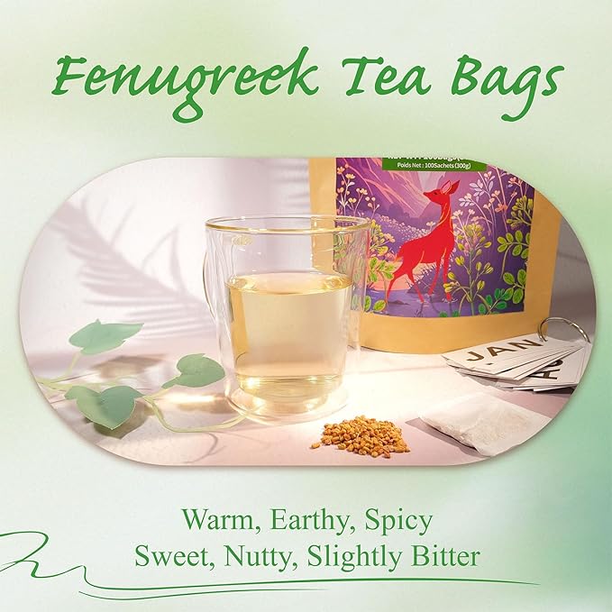 WT WEETEE Fenugreek Tea Bags 100 Count, 100% Natural Premium Whole Fenugreek Methi Seeds, Caffeine-free Nourishing Herbal, No Additives - Bloomnest
