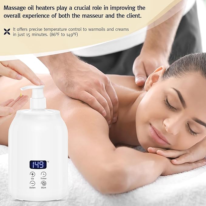 Meifuly Oil Warmer for Massage Therapy & Personal Use, Quick Lotion Warmer Heats Up, with Two Bottles, Adjustable and Constant Temperature - Bloomnest