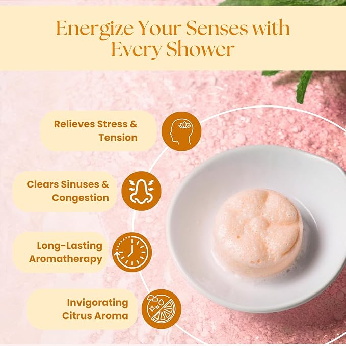 TLG Refresh Shower Steamers Aromatherapy 7 Pack – USA Made with Extra Menthol and Orange & Tea Tree Essential Oils – Shower Bomb for Relaxation, Citrus Shower Tablets – Gift for Men & Women - Bloomnest