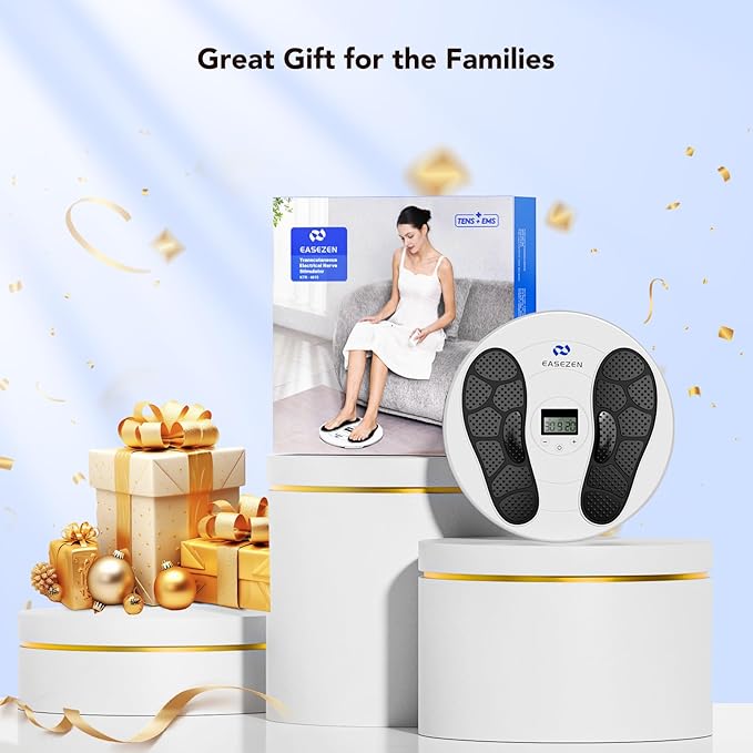 Foot Massager for Neuropathy, TENS & EMS Foot Circulation Stimulator for Pain Relief, 10 Modes and 20 Intensities, Relieve Swelling, Cramps, RLS & Plantar Fasciitis - Gifts for Mom Dad - Bloomnest