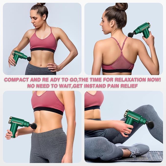 cotsoco Massage Gun Deep Tissue for Pain Relief with 4 Massage Heads & 6 Speeds, Electric Mini Handheld Body Massager for Any Pain Relief, Best Gifts for Dad and Mom - Bloomnest