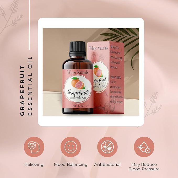 Organic Grapefruit Essential Oil - 100% Pure & Natural -Premium Therapeutic Grade with Premium Glass Dropper - Undiluted Natural/Homeopathic Aromatherapy Scented, Great for DIY Soap Making, Massage - Bloomnest