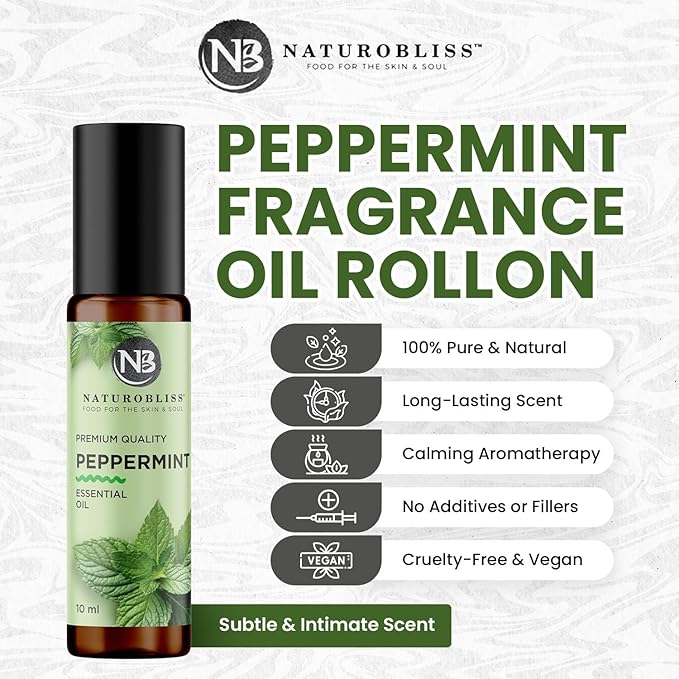 NaturoBliss Peppermint Essential Oil Roll-On, 10 ml - Bloomnest