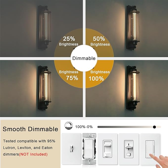 11.8IN 1000LM 2700K Soft White Light Bulbs E26 Base, T10 T9 Edison Bulbs Dimmable 8W, AC 120V 100 Watt Equal Filament Bulb, Vintage Clear Glass Long Tubular LED Bulb, UL Listed - 4Pack - Bloomnest