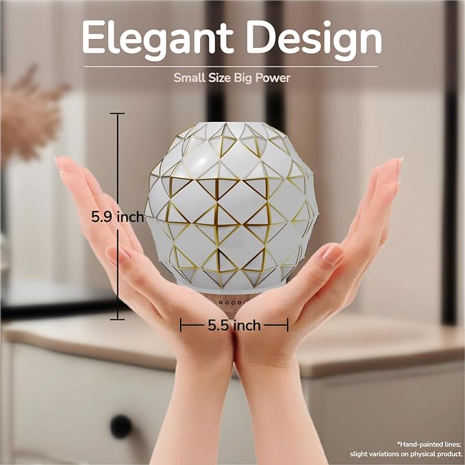 Essential Oil Diffuser, 100ML Handcrafted Glass Aromatherapy Diffuser with 7 Color LED Lights, Remote Control, Cool Mist Humidifier, Timed Mist, Auto Shut-Off (White) YOUENKITY