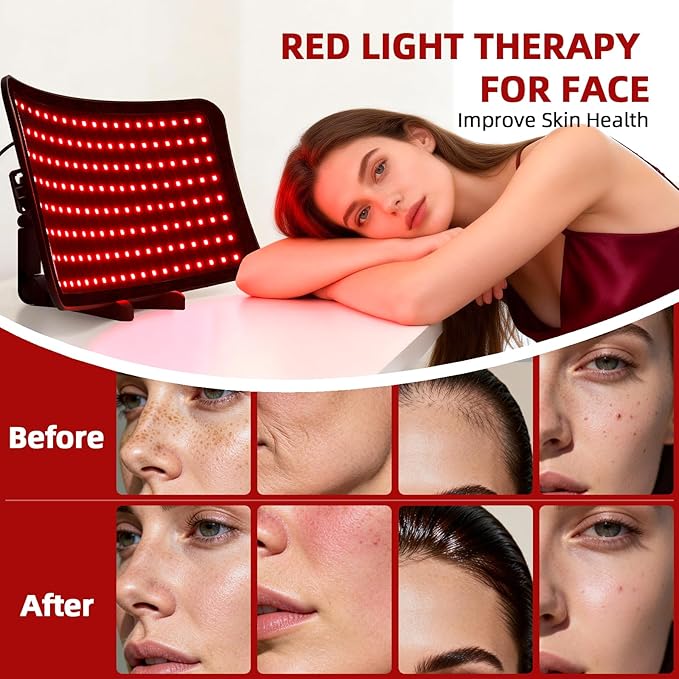 Red Light Therapy for Face and Body, 4-in-1 Red Infrared Light Therapy lamp with 660nm Visible Red Light & 850nm Invisible Infrared Light with Floor Stand,Infrared Light Therapy for Body KQO