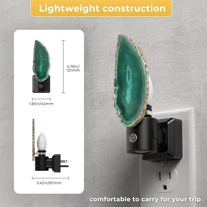 L LOHAS LED Night Light, Night Lights Plug into Wall, Agate Nightlight Rotating, Dimmable Nightlights Plug in with Light Sensor, Soft White Nightlights for Bathroom Bedroom Hallway, 1 Pack(Green) - Bloomnest