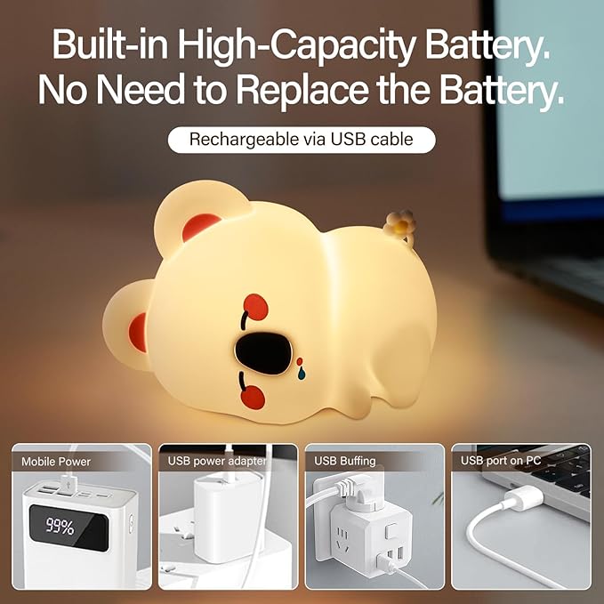 Koala Night Light for Kids Nursery - Cute Silicone Animal Baby Light with 3-Level Dimmable LED, Portable Toddler Sleep Lamp for Bedroom, Breastfeeding, Kids Room, Funny Xmas Birthday Gifts - Bloomnest