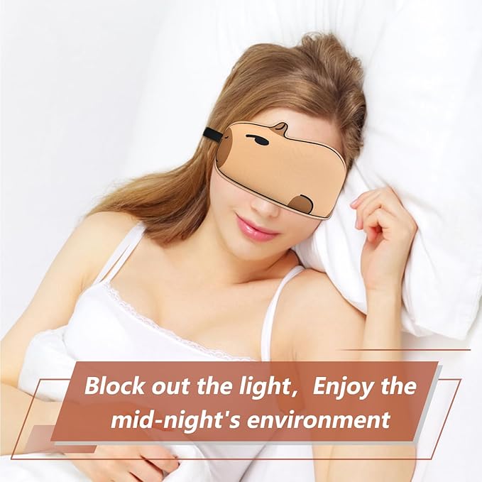 Cute Capybara Sleeping Mask Eye Mask Funny Animal 3D Contoured Sleep Mask Soft Breathable Blindfold Travel Eye Cover Eyeshade for Kids Adults Girls Boys Women Men (Capybara, Brown) - Bloomnest