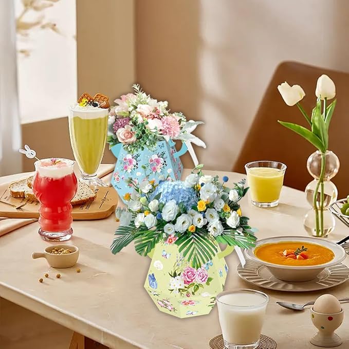 12 Pcs Tea Party Decorations, Flower Boxes Centerpiece Floral Teapot Vase Table Decor for Birthday Baby Shower Bridal Wedding Princess Tea Party Decorations Supplies