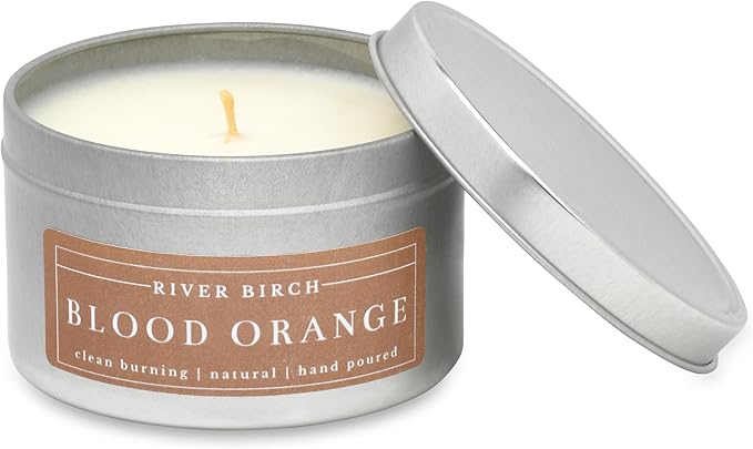 River Birch Candles Blood Orange Scented Candle | Premium, All-Natural, Non-Toxic, Soy Wax | 8 oz. Silver Travel Tin | Cozy Relaxing Gifts for Home - Bloomnest