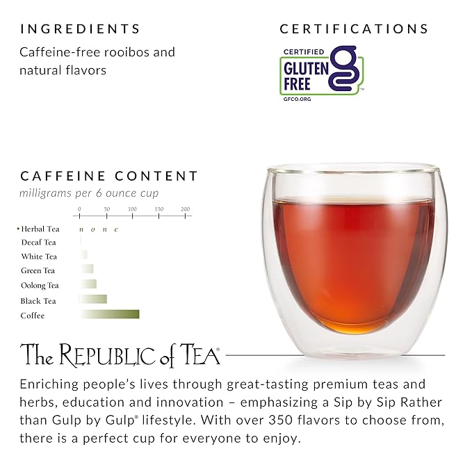 The Republic of Tea — Cinnamon Vanilla, Dream by the Fire Tea, 36 Tea Bags, Caffeine-Free - Bloomnest