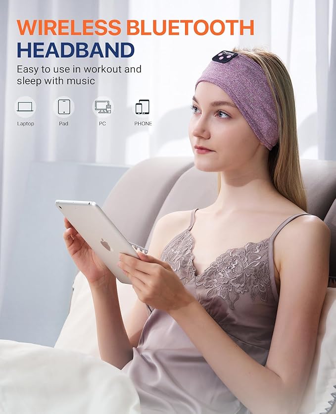 Perytong Sleeping Headphones, Bluetooth Headband, Soft Comfortable Headphones for Sleeping, Nap, Relaxation, Meditation, Yoga, Running, Jogging, Cool Tech Gifts for Women Men - Bloomnest