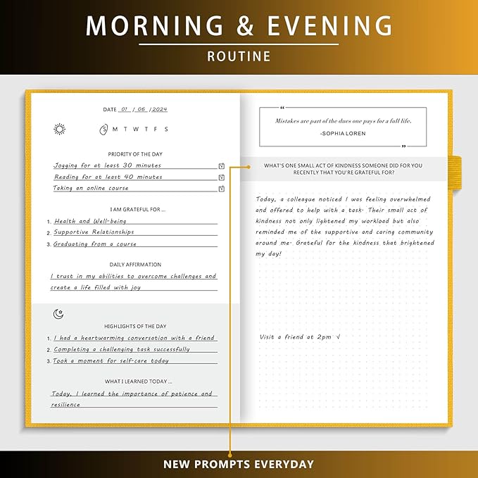 Self-Mastery Journal for Men - Gratitude and Productivity Journal for More Happiness, Positivity, Growth, Mindfulness, Self Care and Reflection - Guided Inspirational Journals for Men (Yellow) Draphy