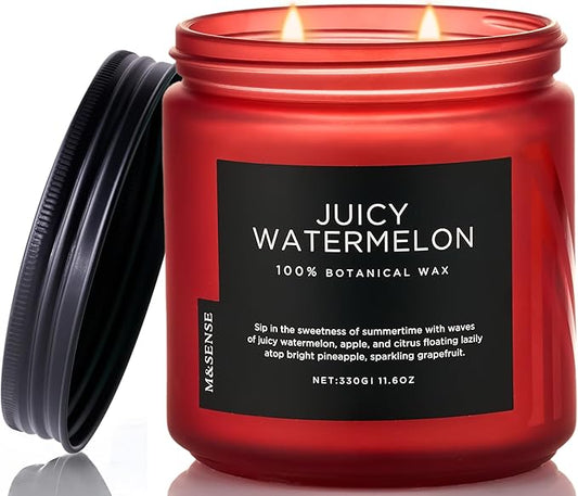 M&SENSE Juicy Watermelon Scented Candle - 11.6oz Clean Non Toxic Natural Soy Wax 70-Hour Burn Long Lasting Candle, 2-Wick Fruit Scent for Home Decor & Housewarming Gifts - Fragrance for Women & Men - Bloomnest