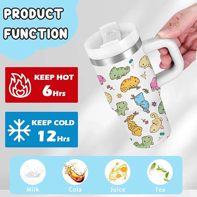 Axolotl Gifts for Kids - 14oz Cute Kids Axolotl Tumbler with Handle and Straw, Stainless Steel Insulated Water Cup, for Sport, School, Travel - Axolotl Lovers Gift for Children Birthday Gift Cup(1pc) - Bloomnest