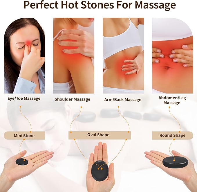 Meifuly Massage Oil Warmer and 16Pcs Hot Stones Massage Set with Temperature Adjustment - Bloomnest
